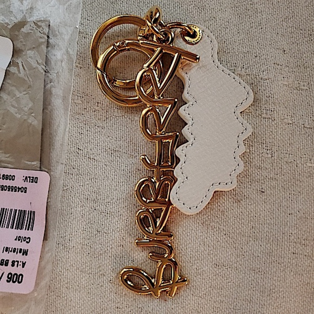 Burberry Doodle gold & white bag charm keyring 100% Authentic